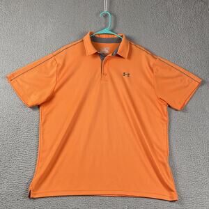 Under Armour Loose Heatgear Golf Polo Shirt Men's 2XL Orange Causal Preppy